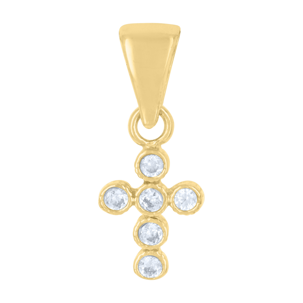 10kt 10k Yellow Gold Womens Cubic-Zirconia Cross Religious Charm Pendant